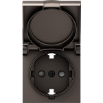Розетка с заземлением со шторками и крышкой IP44 16А Donel A07 мокко, Donel