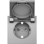 Розетка с заземлением со шторками и крышкой IP44 Donel S08 нержавеющая сталь, Donel