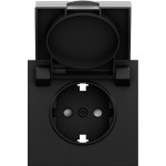 Розетка с заземлением со шторками и крышкой IP44 16А Donel S08 черный графит, Donel