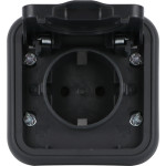 Рамка с крышкой для скрытой установки розетки одиночный, цвет антрацит, IP55, Donel серия W55, Donel