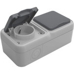 Розетка 2-я с защитной крышкой, 2К+З, накладная 16А, цвет серый, IP55, Donel серия W55, Donel