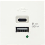 USB зарядное устройство, 4.2A , Type A + C, 2 мод., бел. (45х45мм), Donel