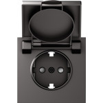 Donel S08 матовый титан накладка для розетки Schuko с заземлением, с крышкой, 16A 250 В~, серия DB